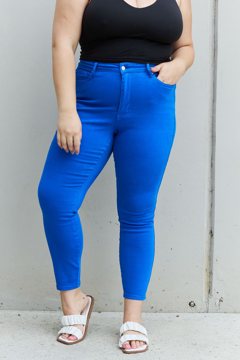 Ocean Blue High Waist Tummy Control Skinny Jeans