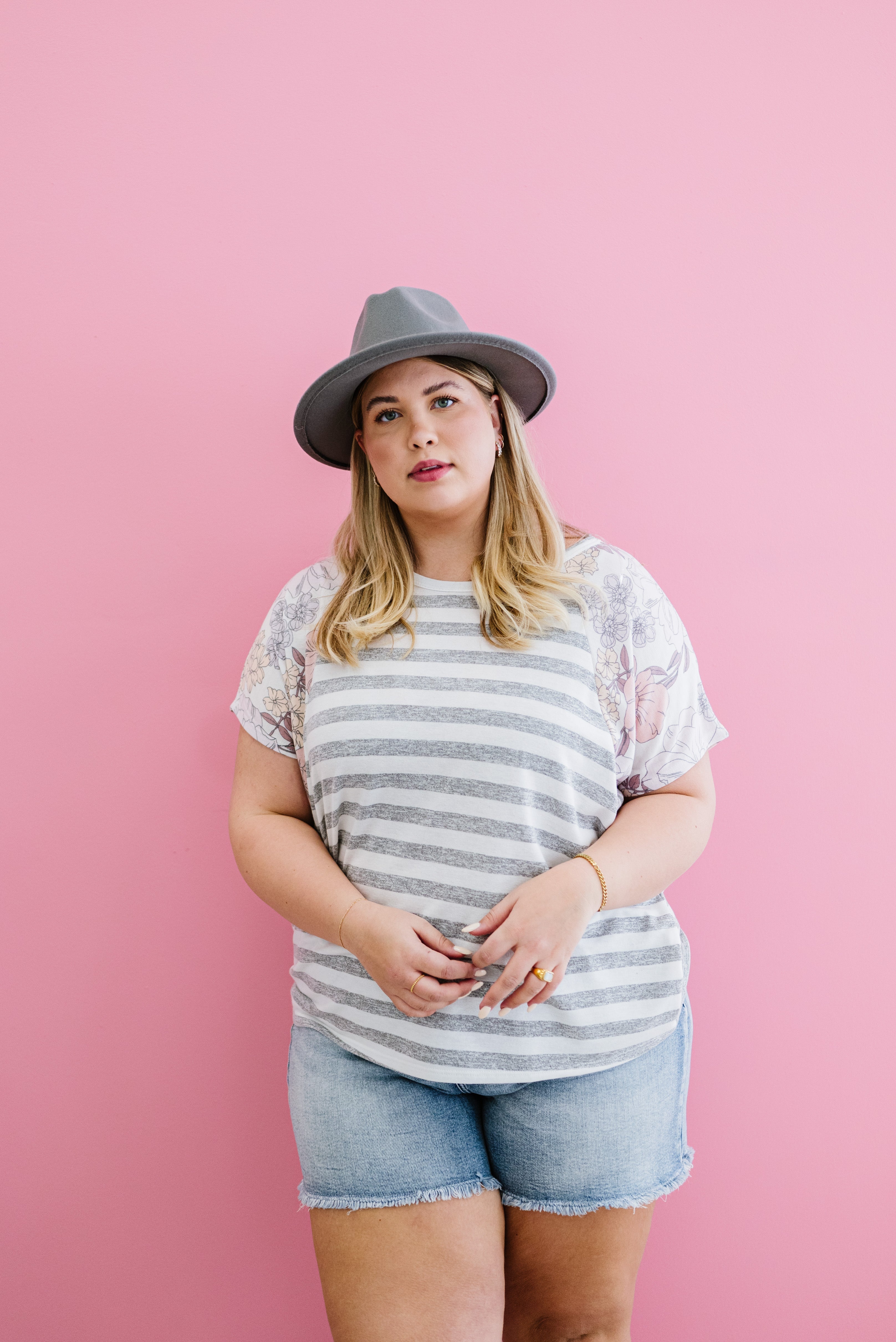 Belted Fedora Hat - Grey