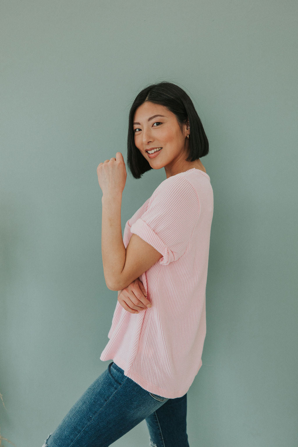 Make Your Life Easy V-Neck Top - Pink