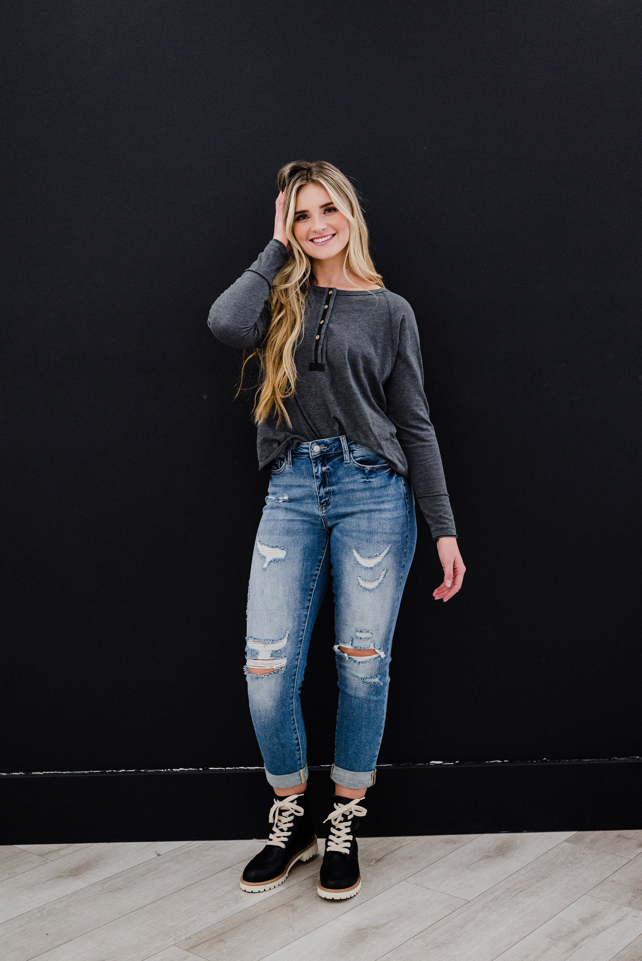 So Cool Distressed Cuffed Jeans