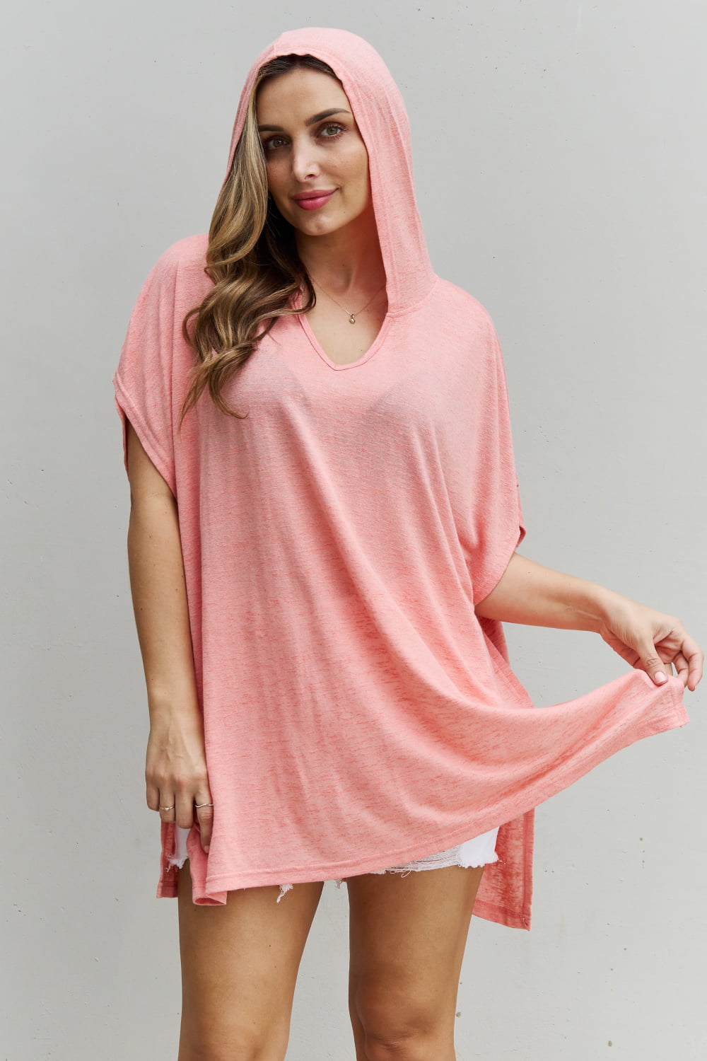 Laid Back Full Size Hooded Poncho Top