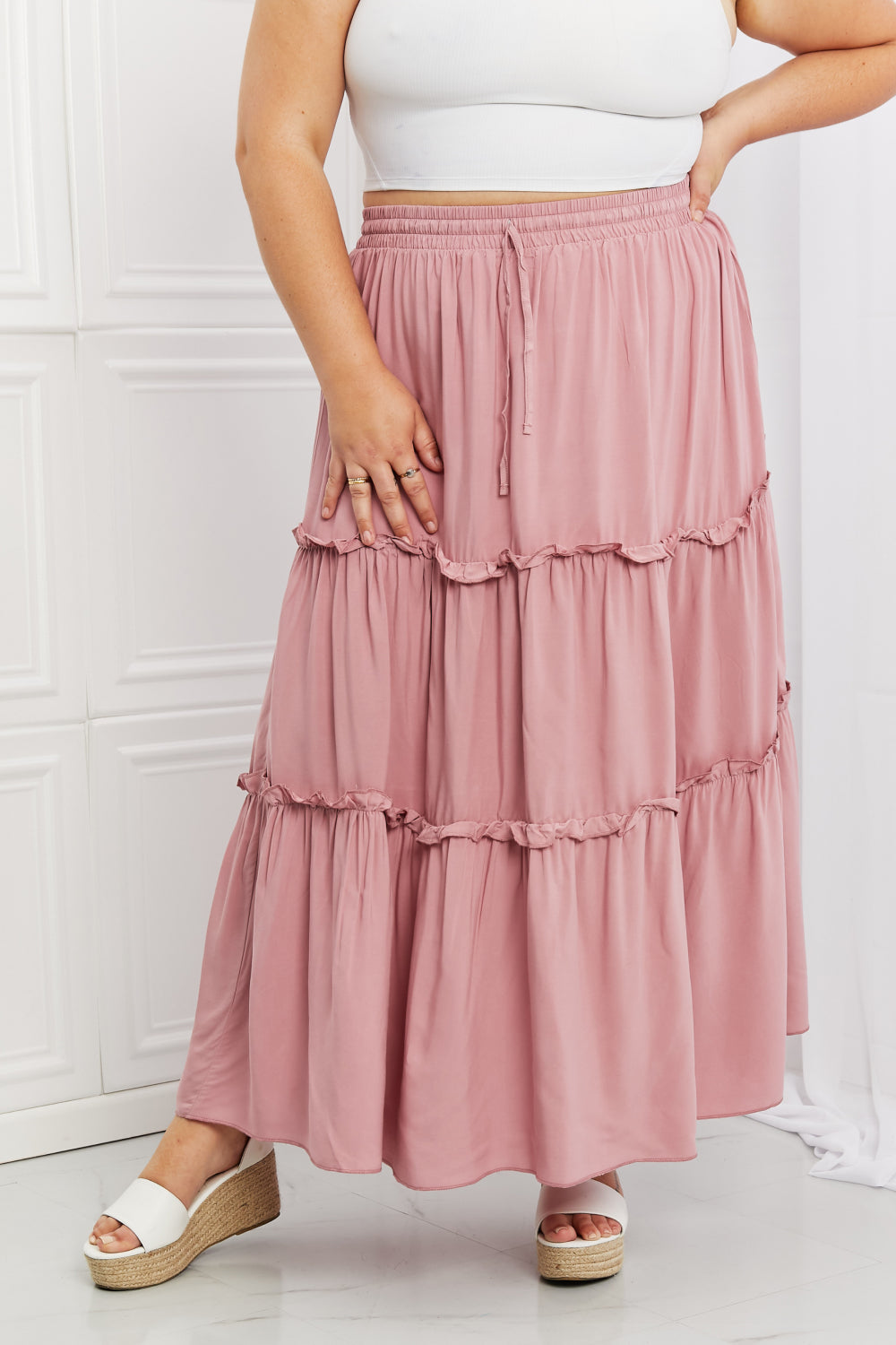 Summer Days Full Size Ruffled Maxi Skirt