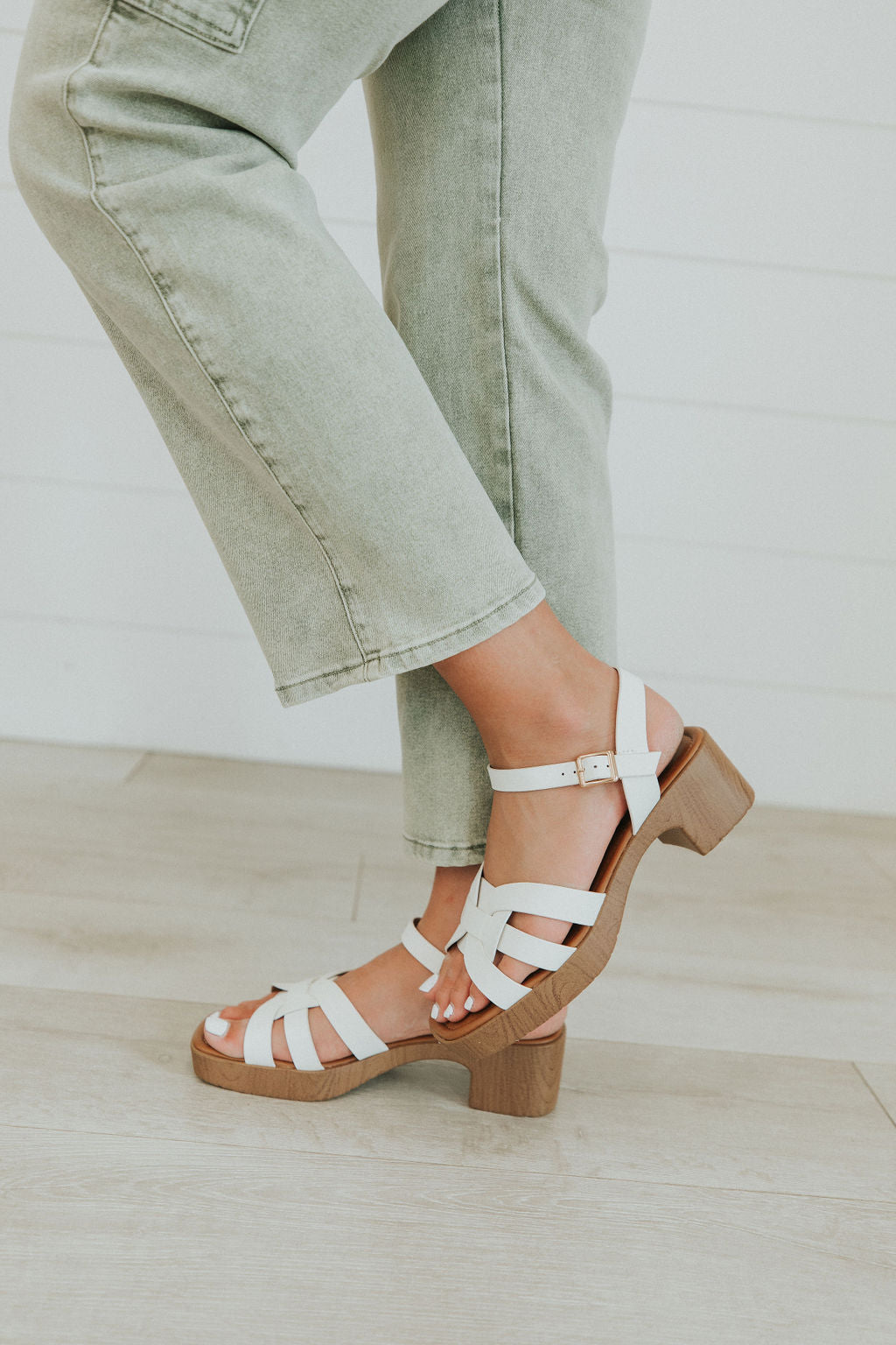 Sky's The Limit Wood Heeled Sandals