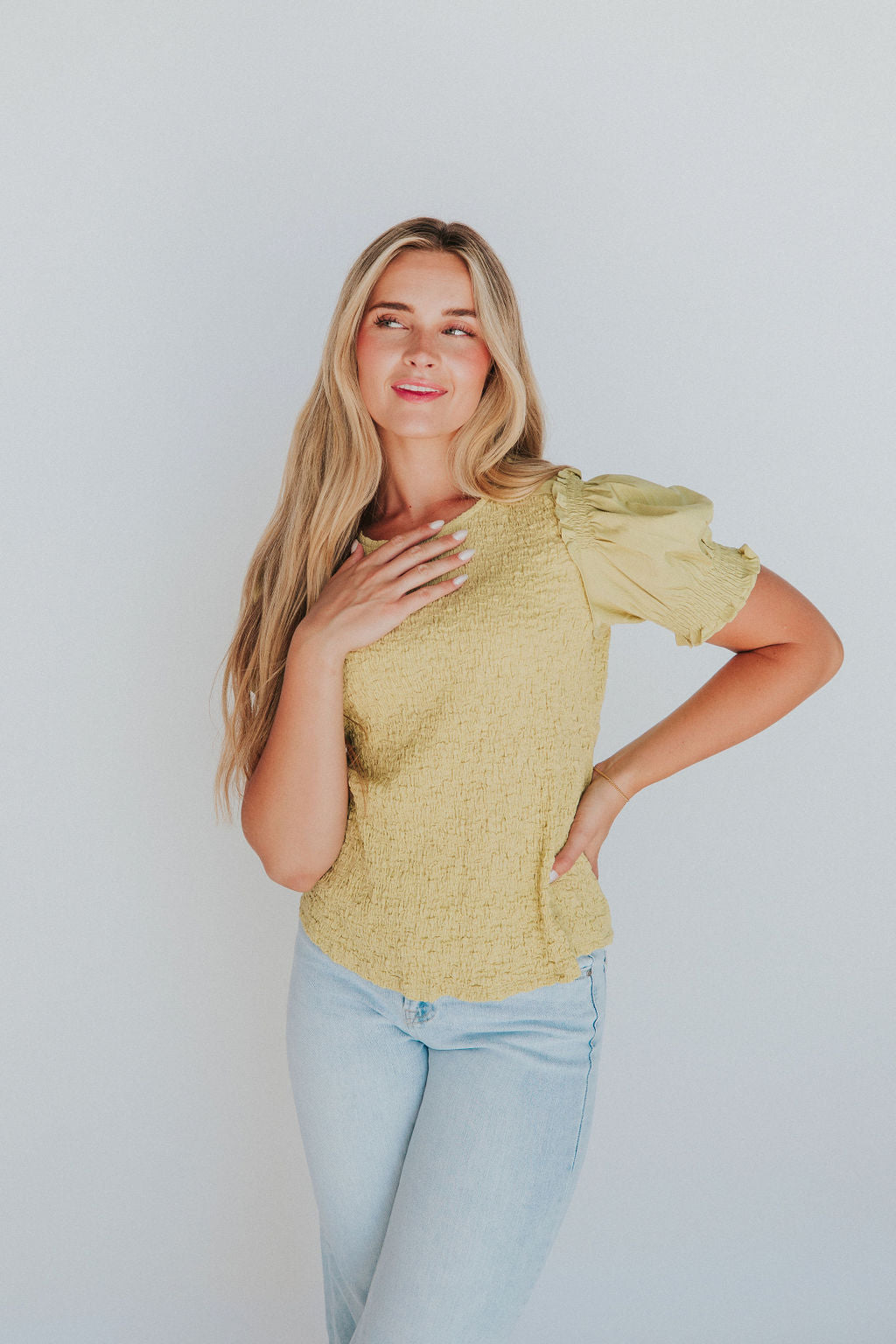 Let's Get Going Puff Sleeve Top