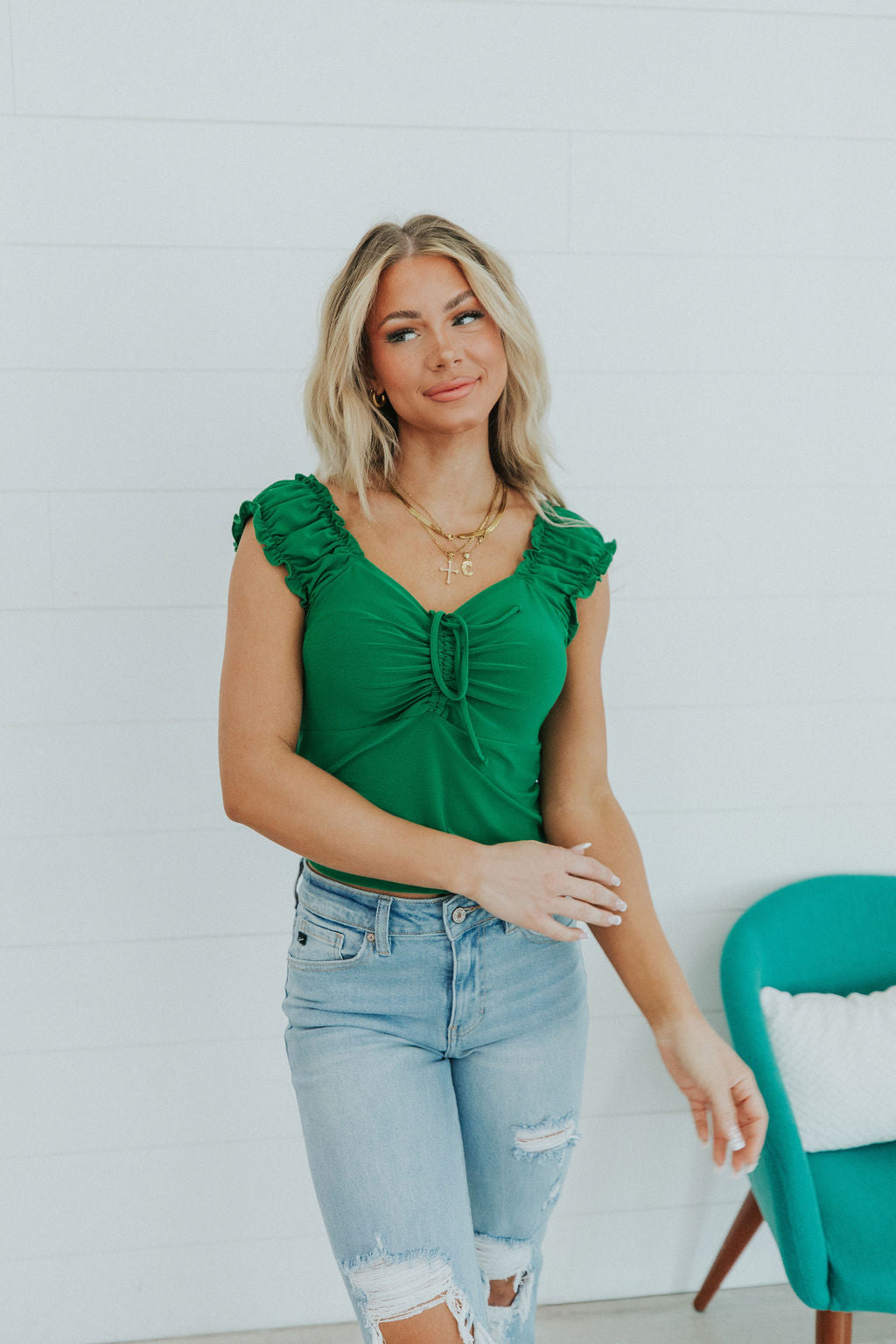 Happy Days Ruffle Shoulder Top