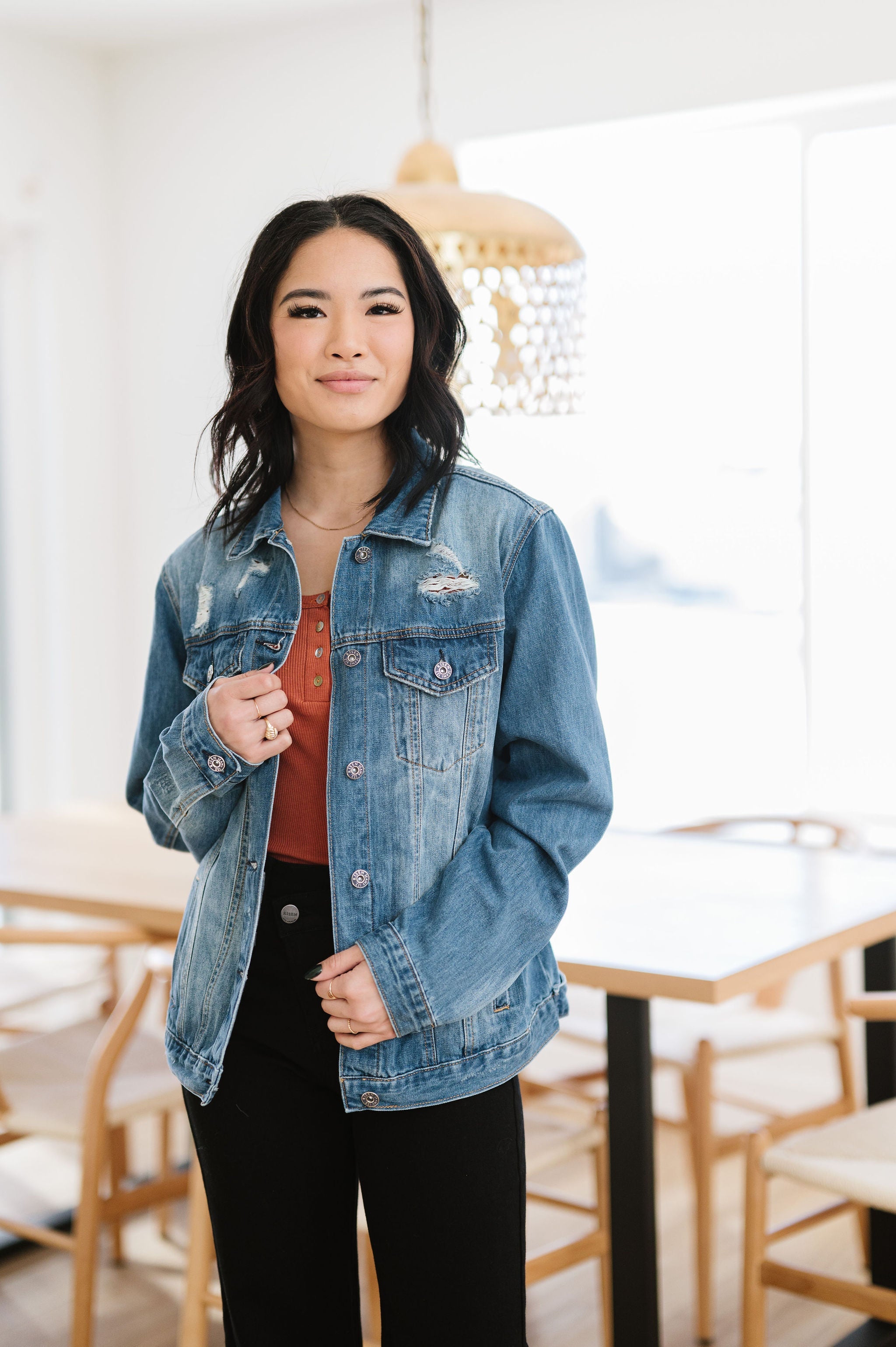 Happy Right Now Distressed Denim Jacket