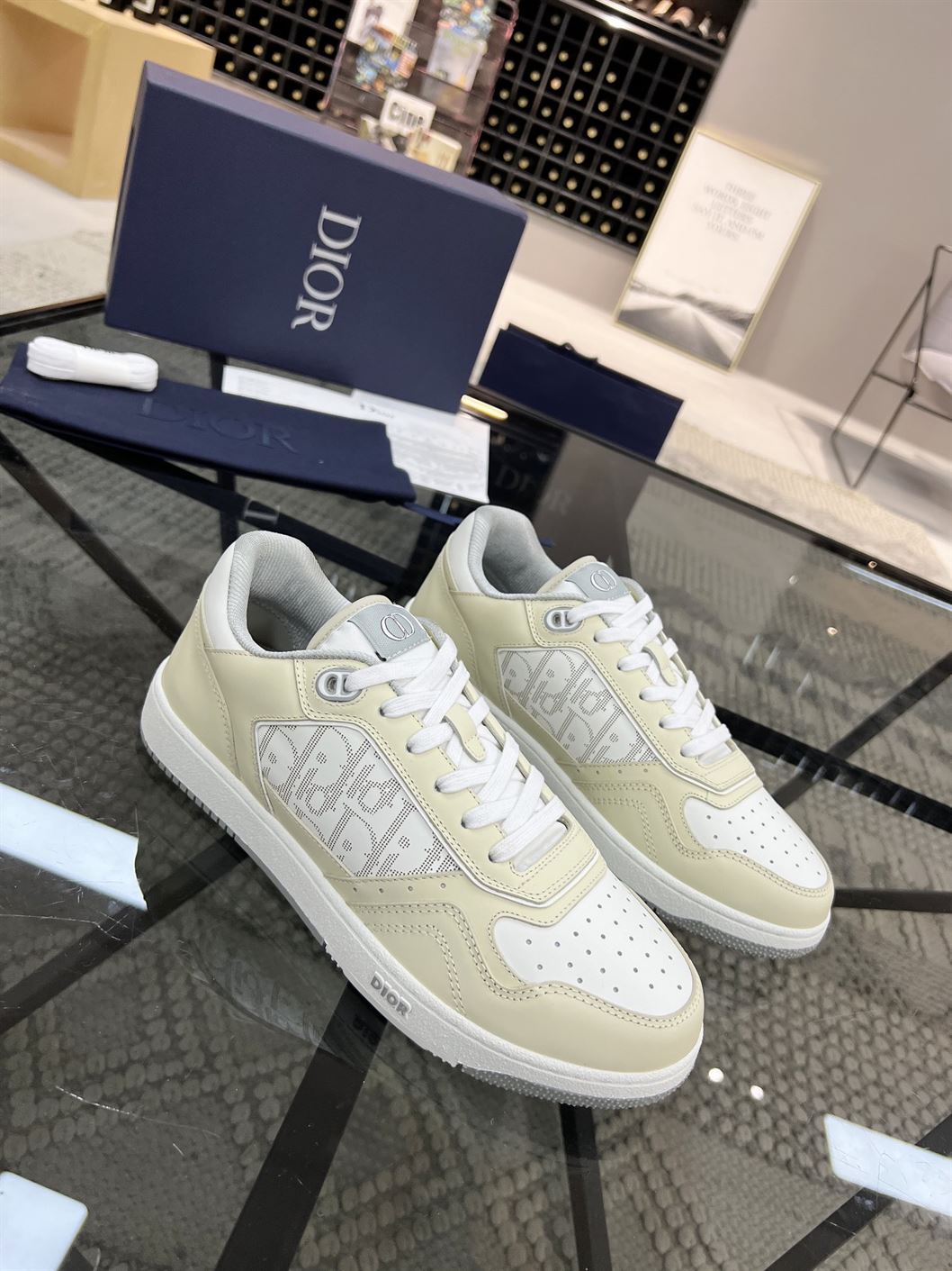 Best Replica DIOR B27 LOW-TOP CREAM WHITE OBLIQUE   DO011 - Colareps