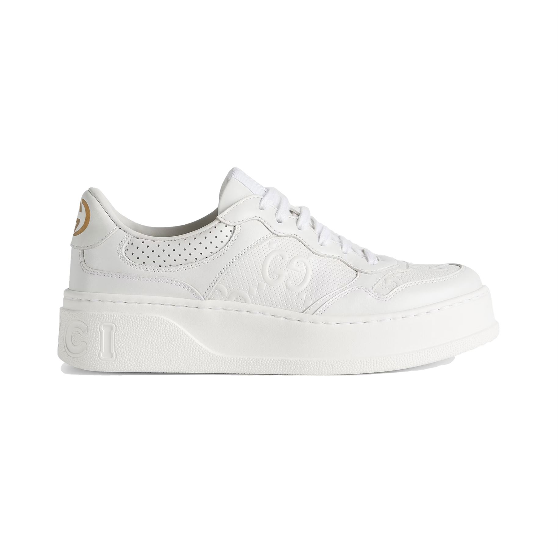 Best Replica GUCCI MEN S GG EMBOSSED SNEAKER WHITE LEATHER   GCC005 - Colareps