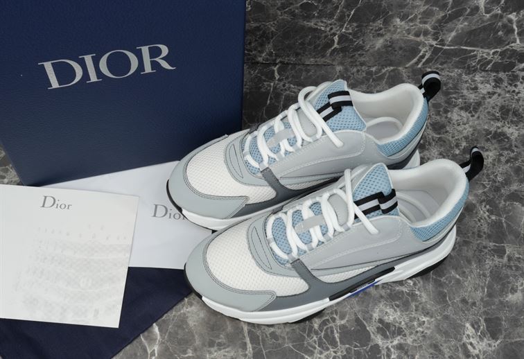 Best Replica DIOR B22 SNEAKERS WHITE AND BLUE TECHNICAL MESH AND GRAY CALFSKIN   DO001 - Colareps