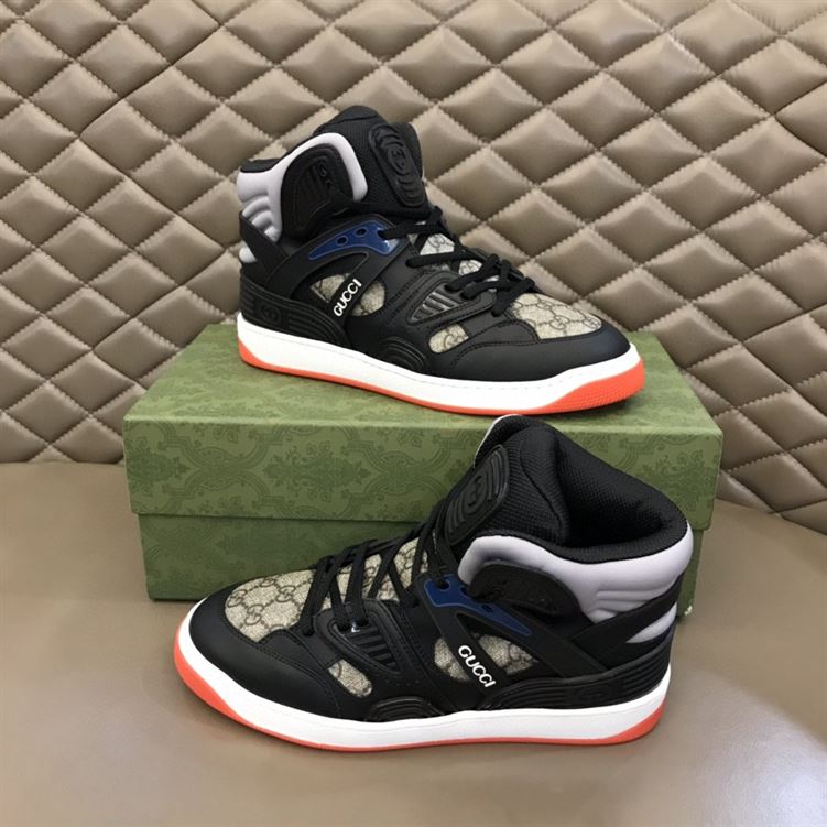 Best Replica MEN S GUCCI BASKET SNEAKER IN BLACK DEMETRA   GCC002 - Colareps