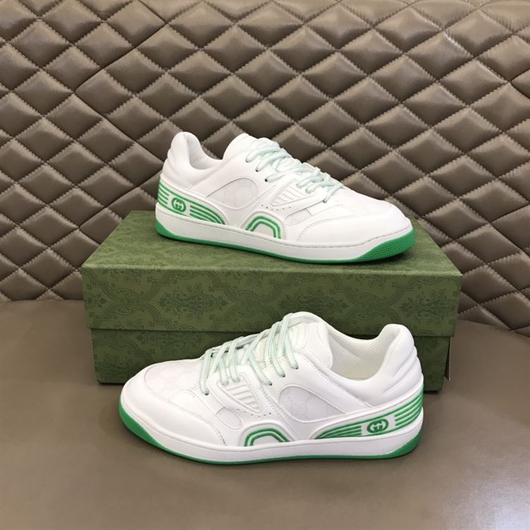 Best Replica GUCCI BASKET SNEAKERS IN WHITE AND GREEN   GCC032 - Colareps