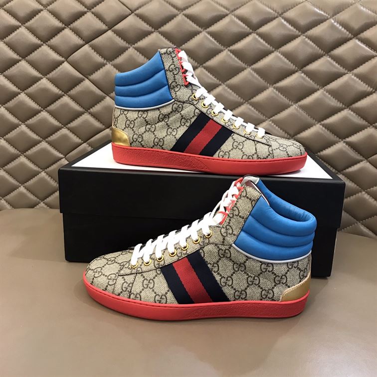 Best Replica GUCCI ACE GG HIGH TOP SNEAKERS   GCC059 - Colareps