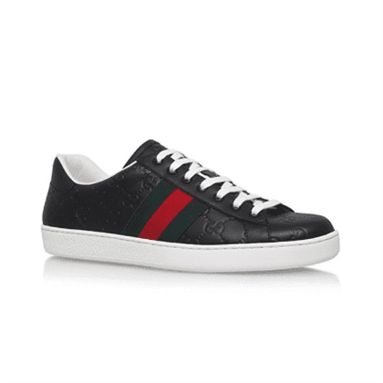 Best Replica GUCCI ACE SIGNATURE SNEAKER BLACK   GCC028 - Colareps