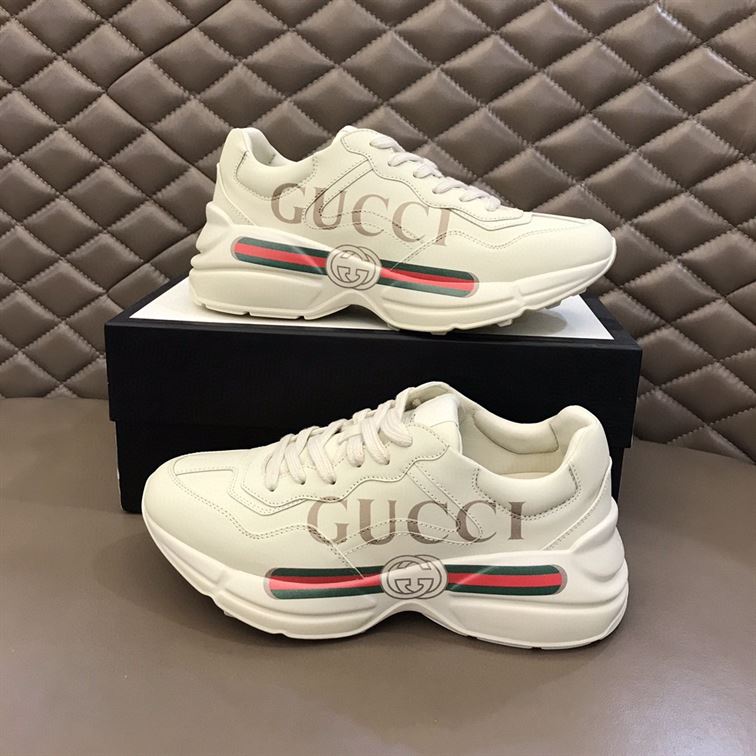 Best Replica GUCCI WOMEN S RHYTON GUCCI LOGO LEATHER SNEAKER   GCC008 - Colareps