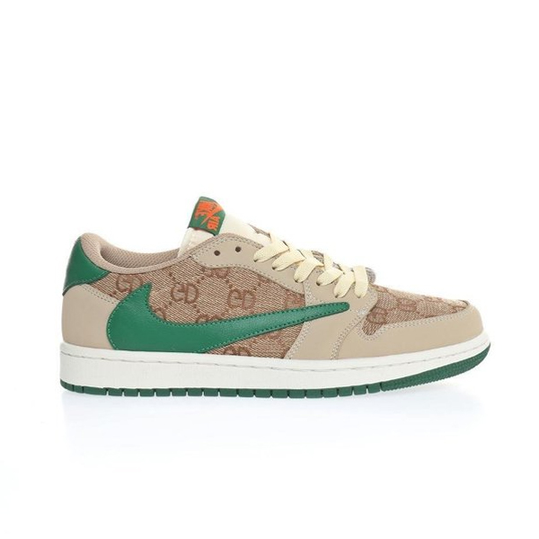 Best Replica GUCCI X AIR JORDAN 1 LOW WHITE BROWN GREEN   GCC050 - Colareps