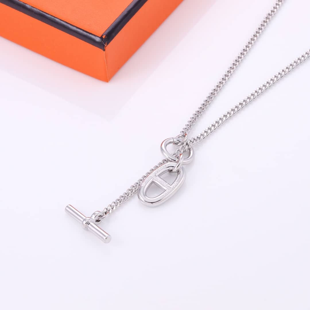 Best Replica Fake Hermes Logo Necklace - Colareps