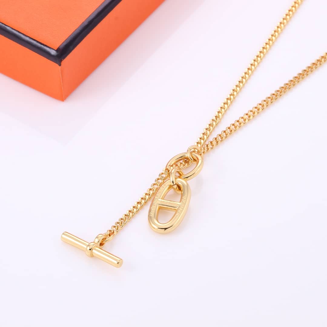 Best Replica Fake Hermes Logo Necklace - Colareps