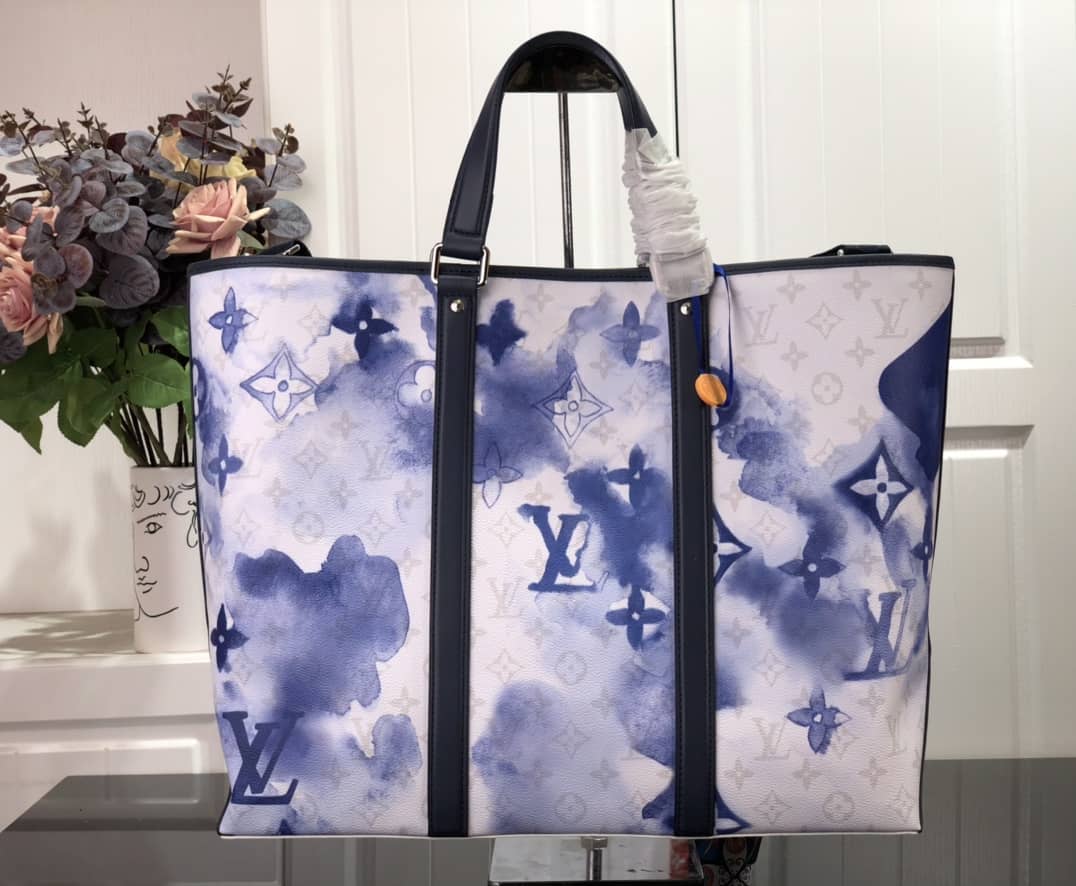 Best Replica Louis Vuitton Weekend GM Watercolor Monogram Replica Tote Blue M45754 - Colareps