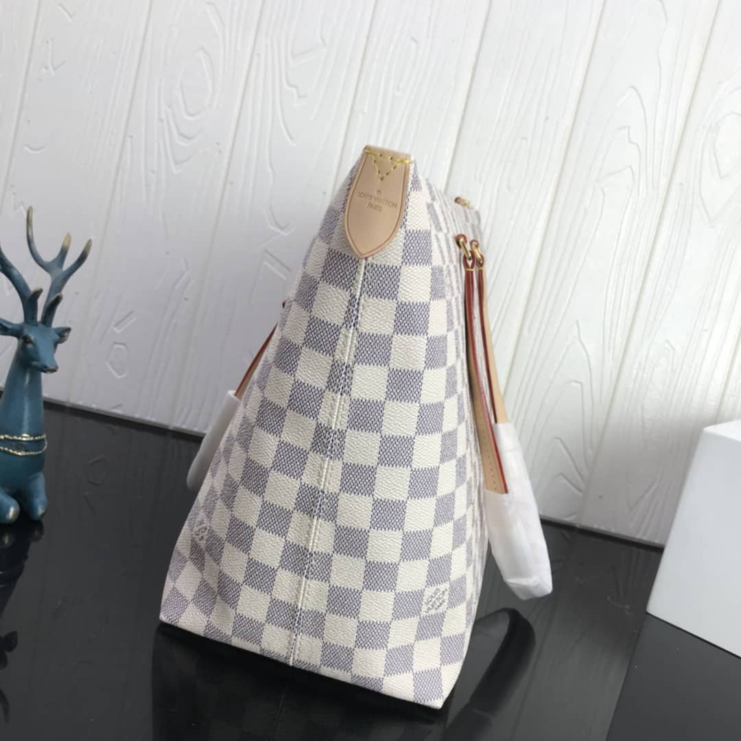 Best Replica Louis Vuitton Damier Azur Jena MM Semi Tote Replica White M42267 - Colareps
