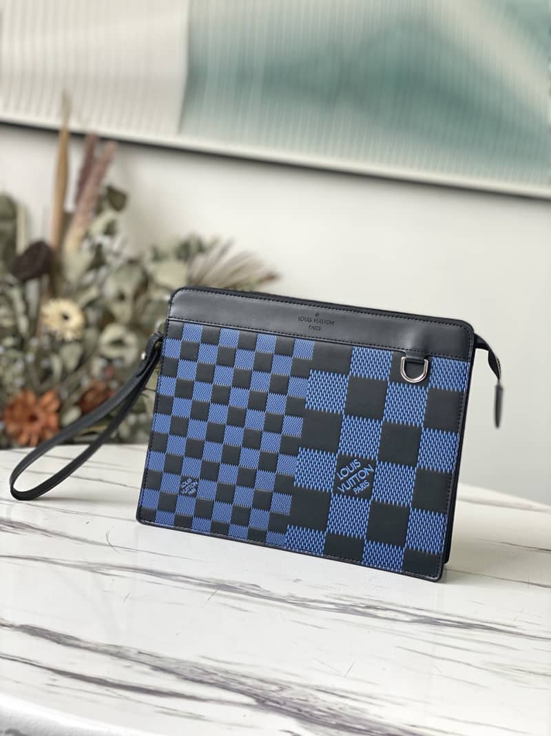 Best Replica Louis Vuitton Damier 3D Cowhide Leather Standing Replica Pouch N60448 - Colareps