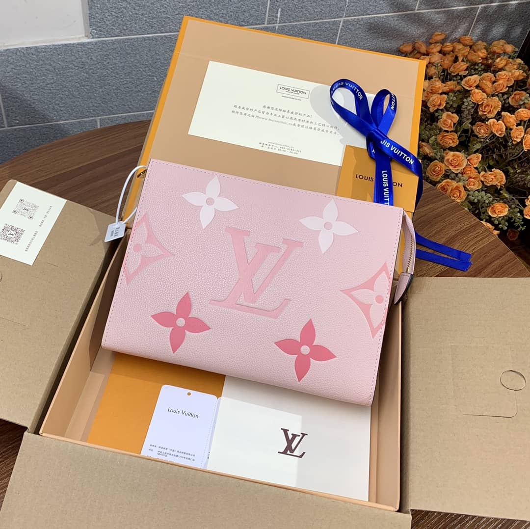 Best Replica Louis Vuitton Summer Toiletry Pouch Monogram Empreinte Replica Pink M80504 - Colareps