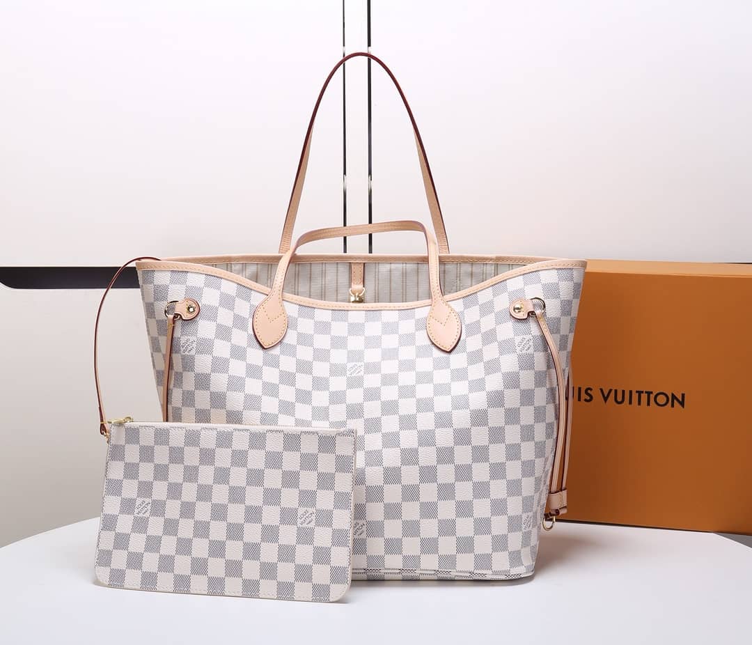 Best Replica Louis Vuitton Neverfull Dupe MM Damier Azur Tote N41361 - Colareps