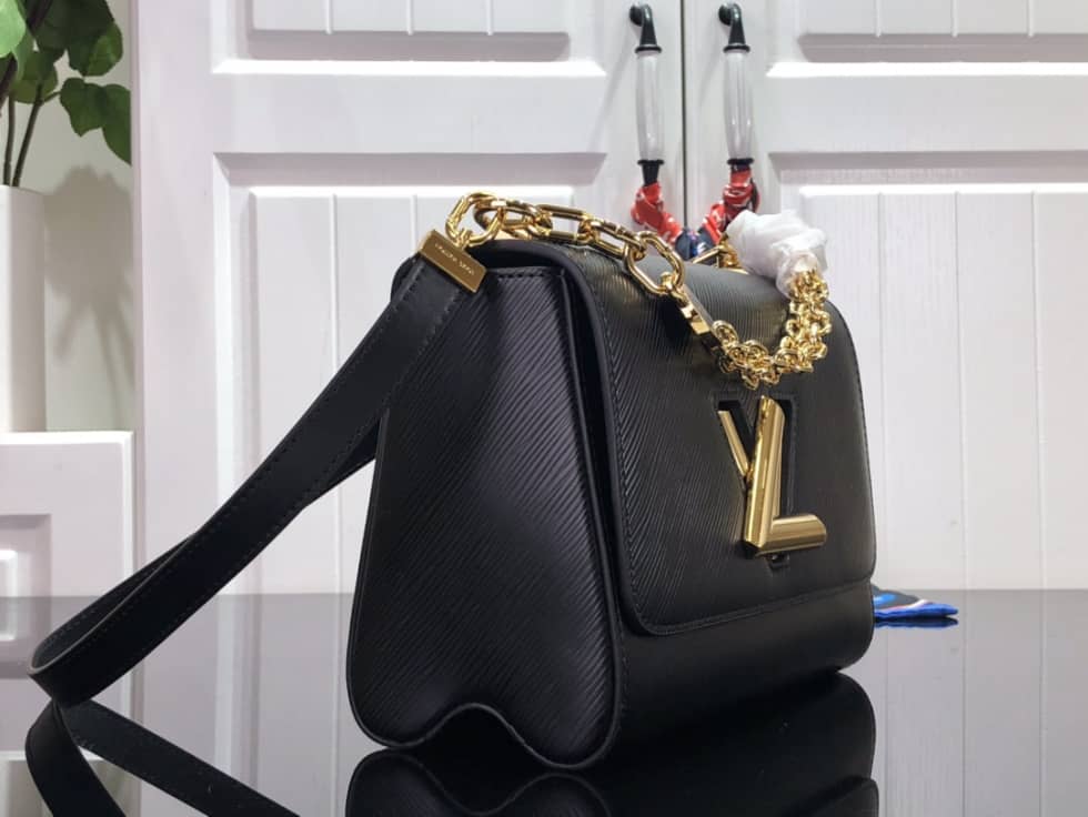 Best Replica Louis Vuitton Twist MM Epi Grained Leather Black M59402 Replica Crossbody Bag - Colareps