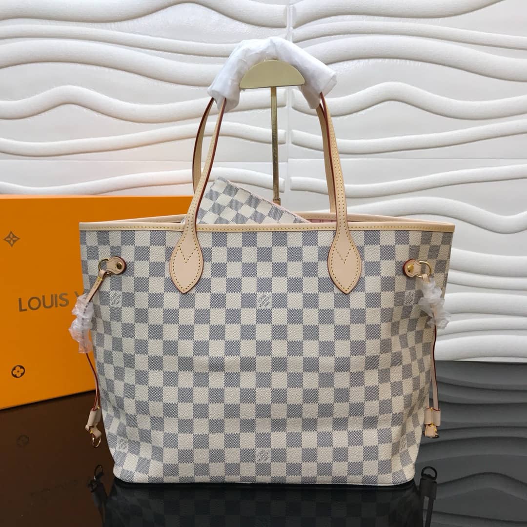 Best Replica Louis Vuitton Neverfull Dupe MM Damier Azur Bag N40995 - Colareps