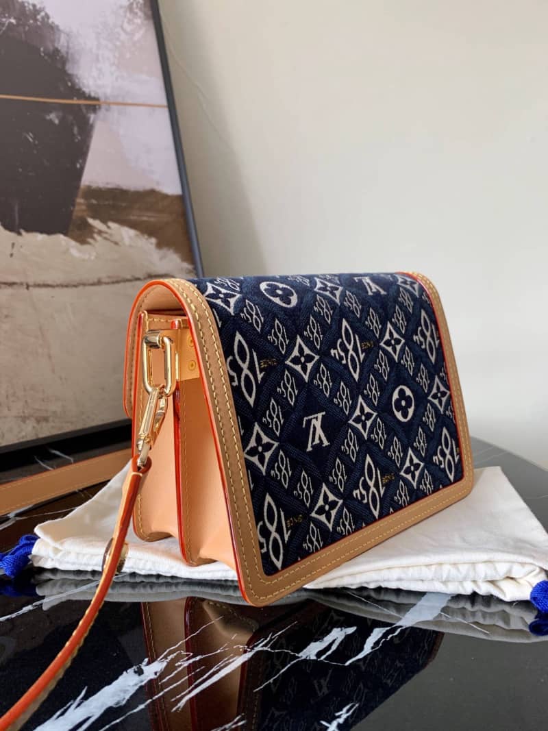 Best Replica Louis Vuitton Since 1854 Jacquard Pattern Dauphine MM Replica Shoulder Bag Blue M57211 - Colareps