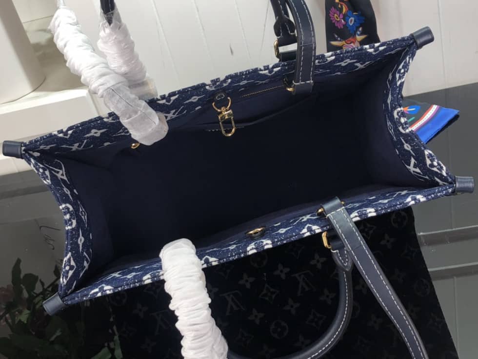 Best Replica Louis Vuitton Onthego MM Denim Leather M59608 Replica Tote - Colareps
