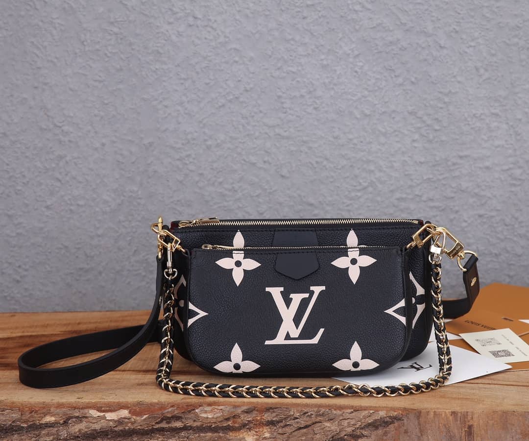Best Replica Louis Vuitton Pochette Monogram Empreinte Cowhide Leather Replica Crossbody Bag Black M45777 - Colareps