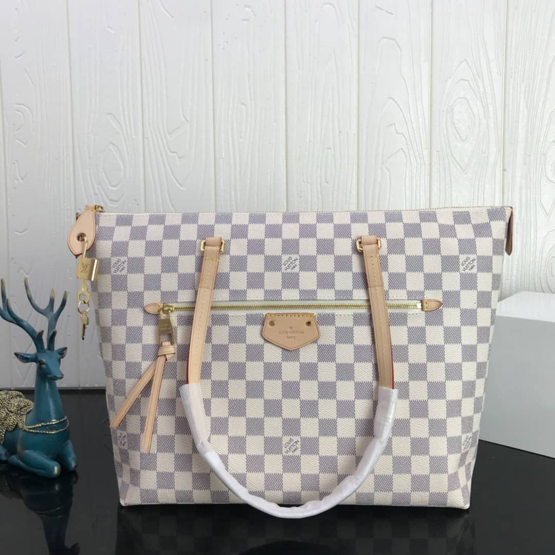 Best Replica Louis Vuitton Damier Azur Jena MM Semi Tote Replica White M42267 - Colareps