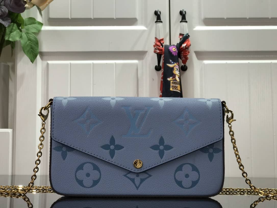 Best Replica Louis Vuitton Monogram Pochette Felicie Replica Bag Blue M80498 - Colareps