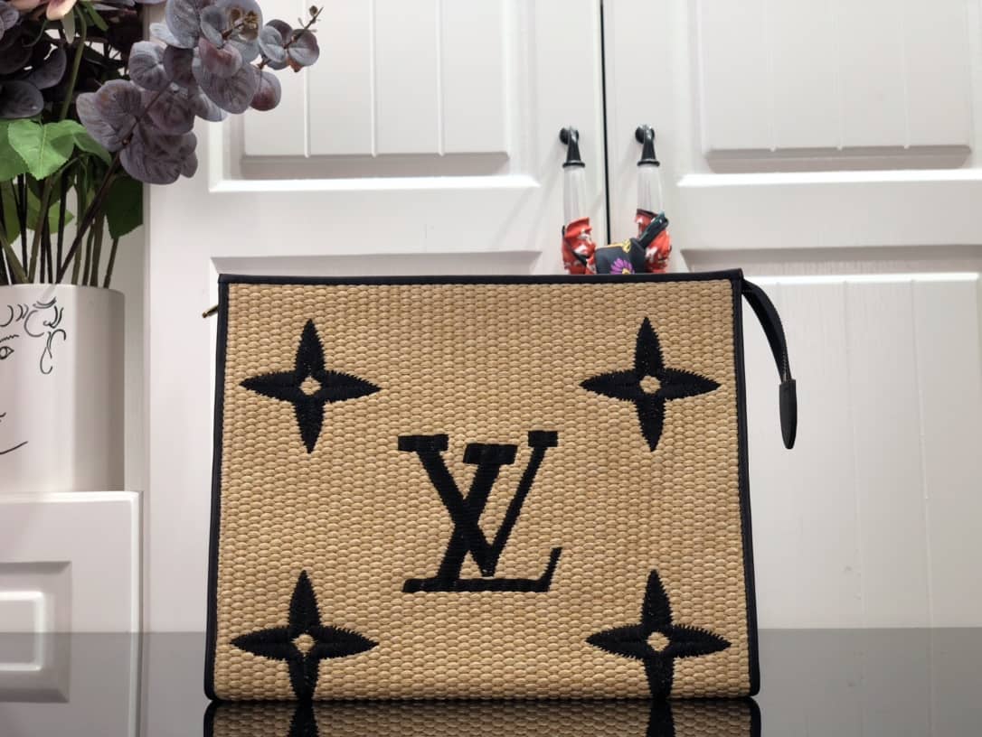 Best Replica Louis Vuitton Monogram Giant Raffia Toiletry 26 Cosmetic Bag Replica Apricot - Colareps