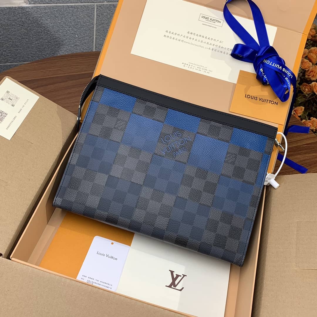 Best Replica Louis Vuitton Pochette Voyage MM Damier Giant Canvas Replica Blue N60412 - Colareps