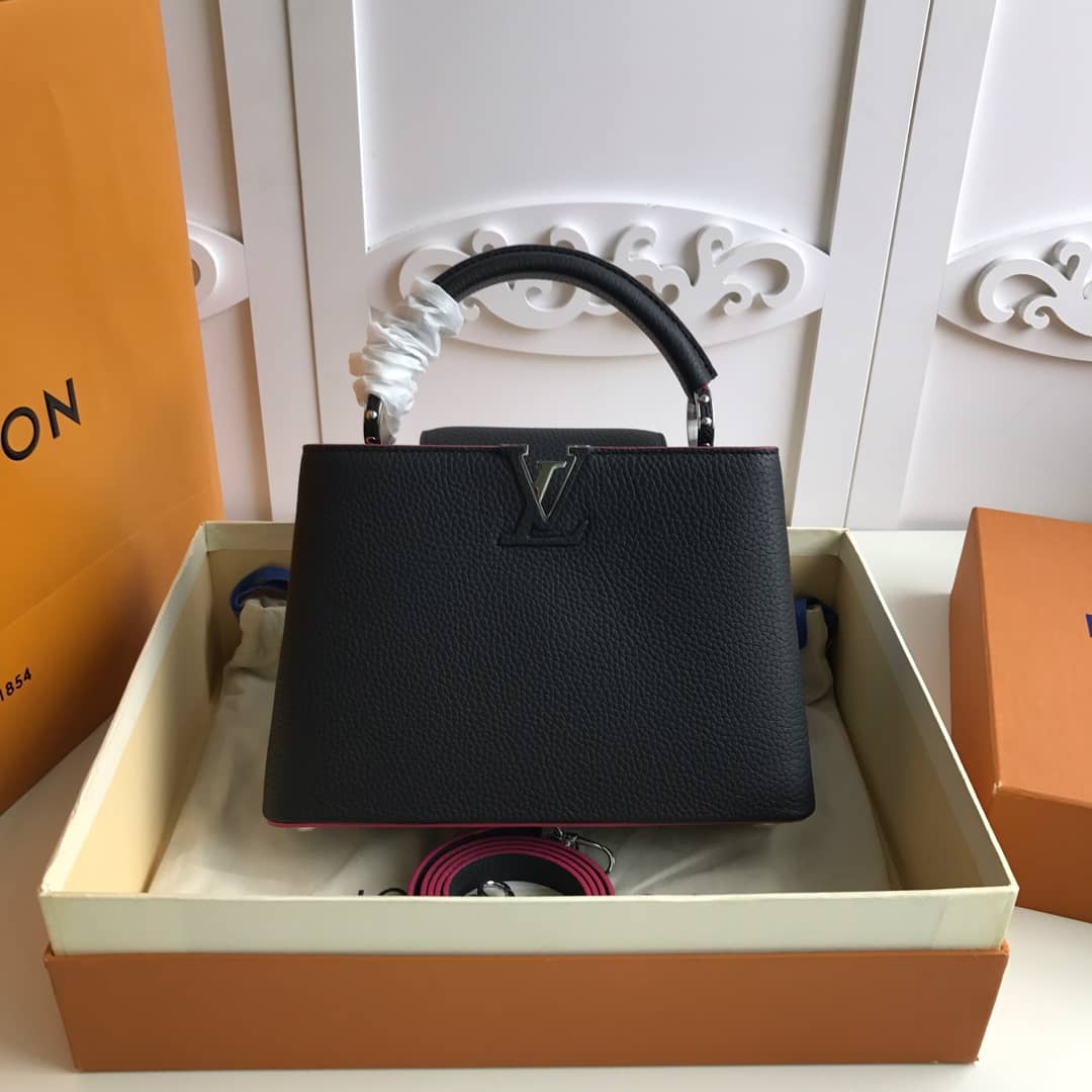 Best Replica Louis Vuitton Capucines Taurillon Leather PM Tote Replica Black M42245 - Colareps