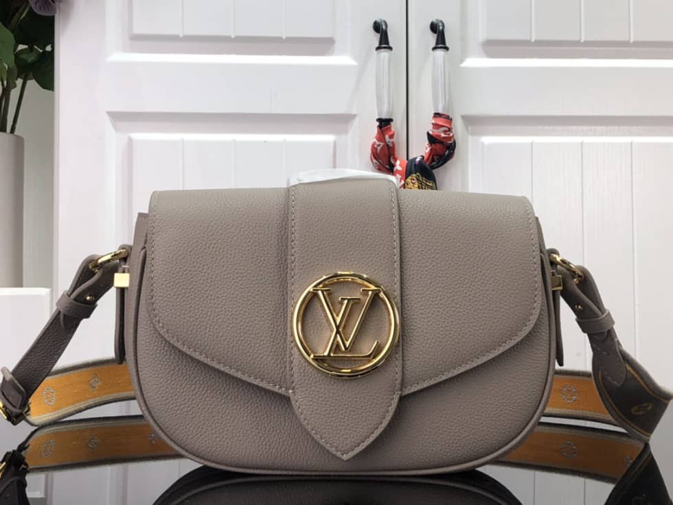 Best Replica Louis Vuitton Pont 9 Soft MM Grained Calfskin Gery M58967 Replica Crossbody Bag - Colareps