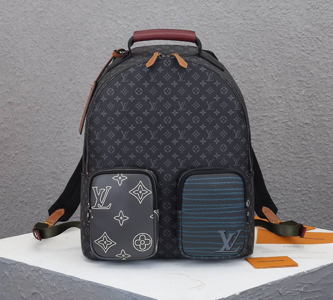 Best Replica Louis Vuitton Monogram Eclipse Multipocket Black M45455 Replica Backpack - Colareps