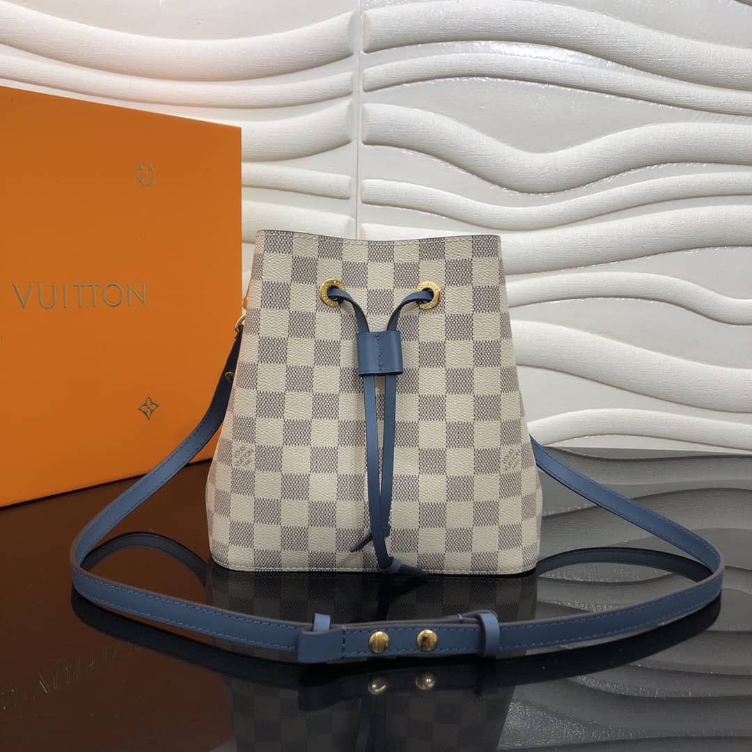 Best Replica Louis Vuitton Noe Monogram Canvas Replica Bucket Bag Beige Blue - Colareps