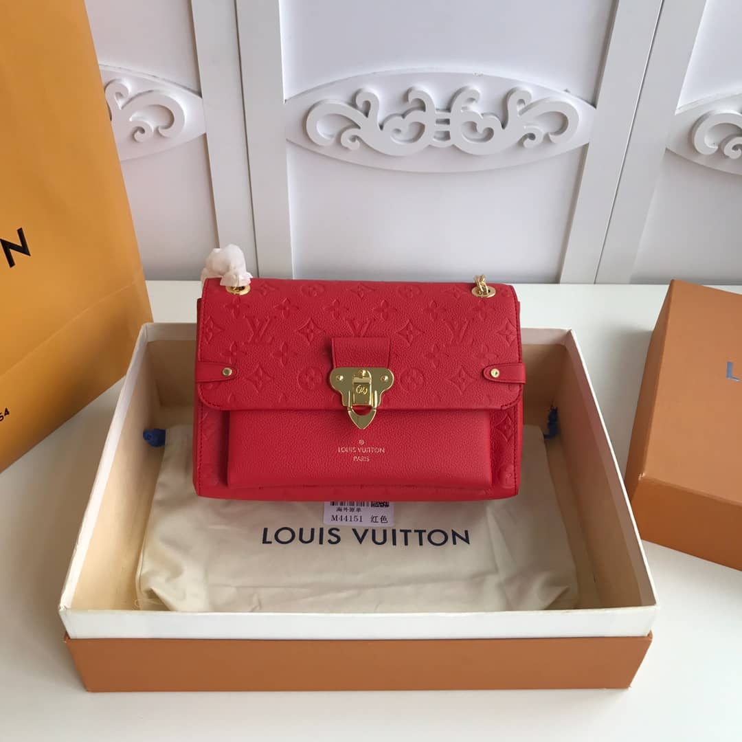 Best Replica Louis Vuitton Monogram Empreinte Vavin PM Chain Replica Shoulder Bag Red M44151 - Colareps