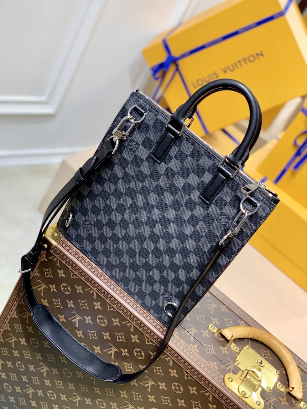 Best Replica Louis Vuitton Sac Plat Messenger Bag Black N45276 Replica Shoulder Bag - Colareps