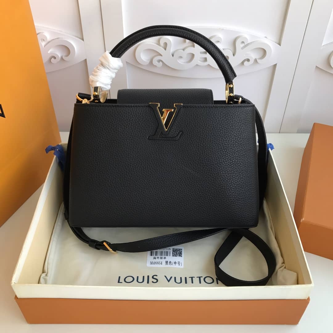 Best Replica Louis Vuitton Capucines MM Bag Black Replica M48864 - Colareps