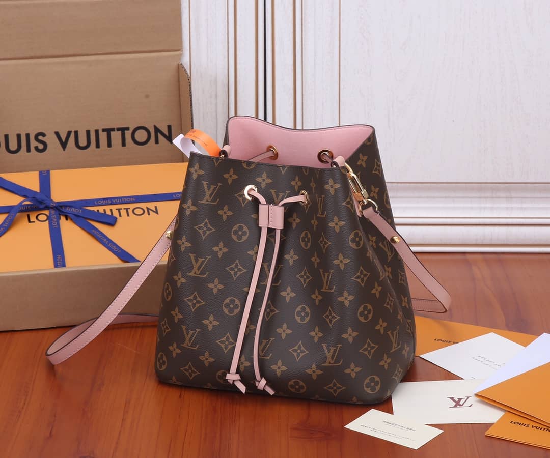Best Replica Louis Vuitton Neo Noe Monogram Replica Drawstring Bag Pink M44022 - Colareps