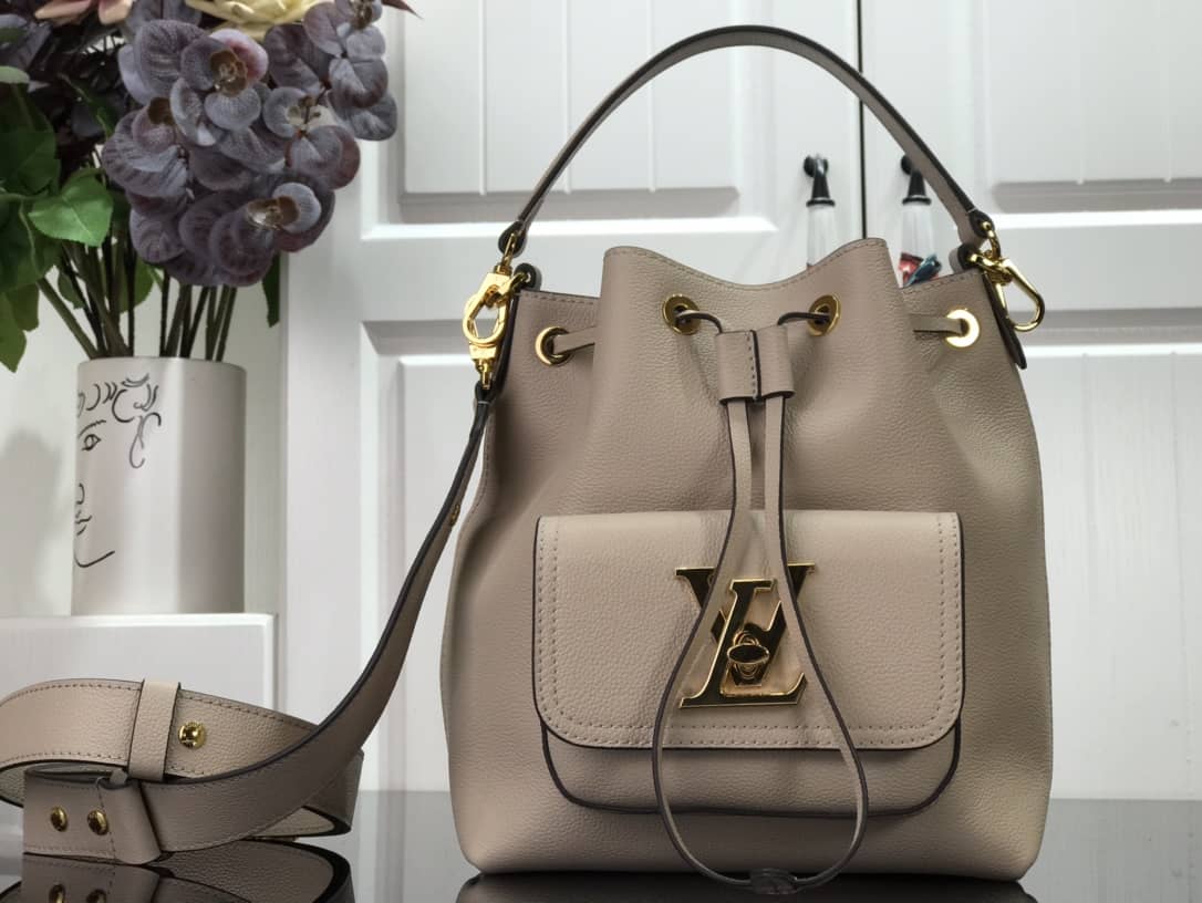 Best Replica Louis Vuitton Lockme Replica Bucket Bag Gray M57688 - Colareps