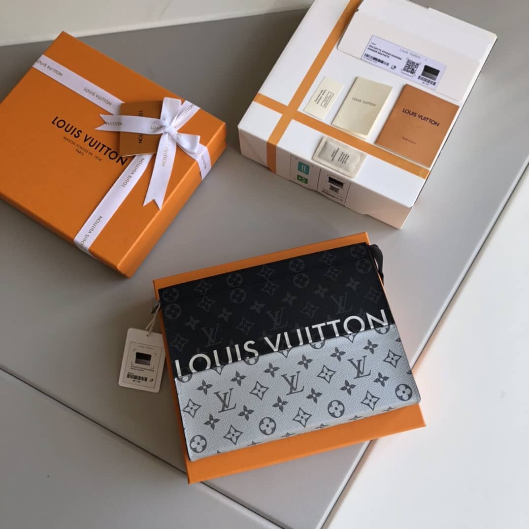 Best Replica Louis Vuitton Voyage MM Monogram Replica Pochette Black Gray M63039 - Colareps