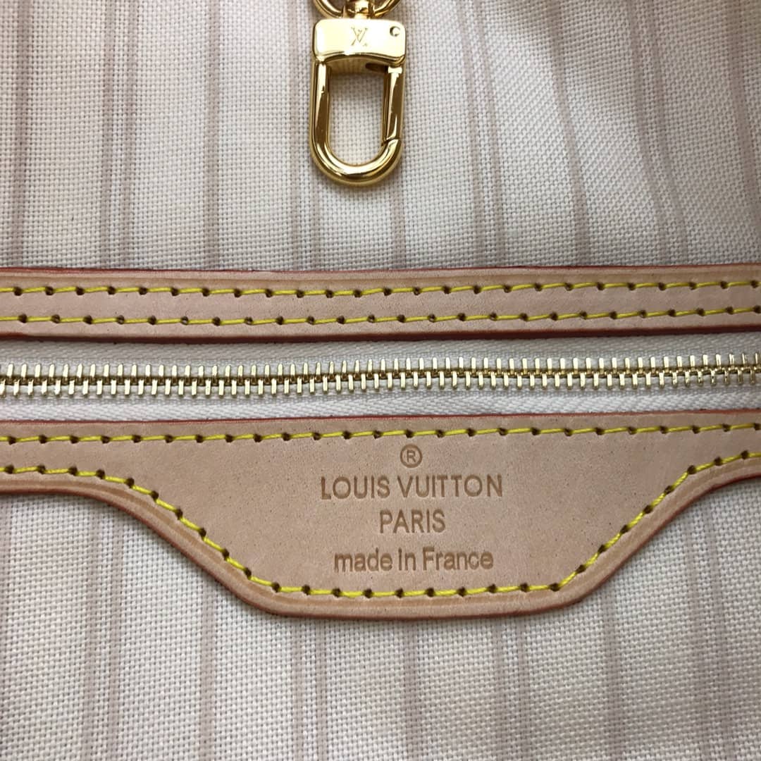 Best Replica Louis Vuitton Neverfull MM Damier Azur Bag Replica White N40995 - Colareps