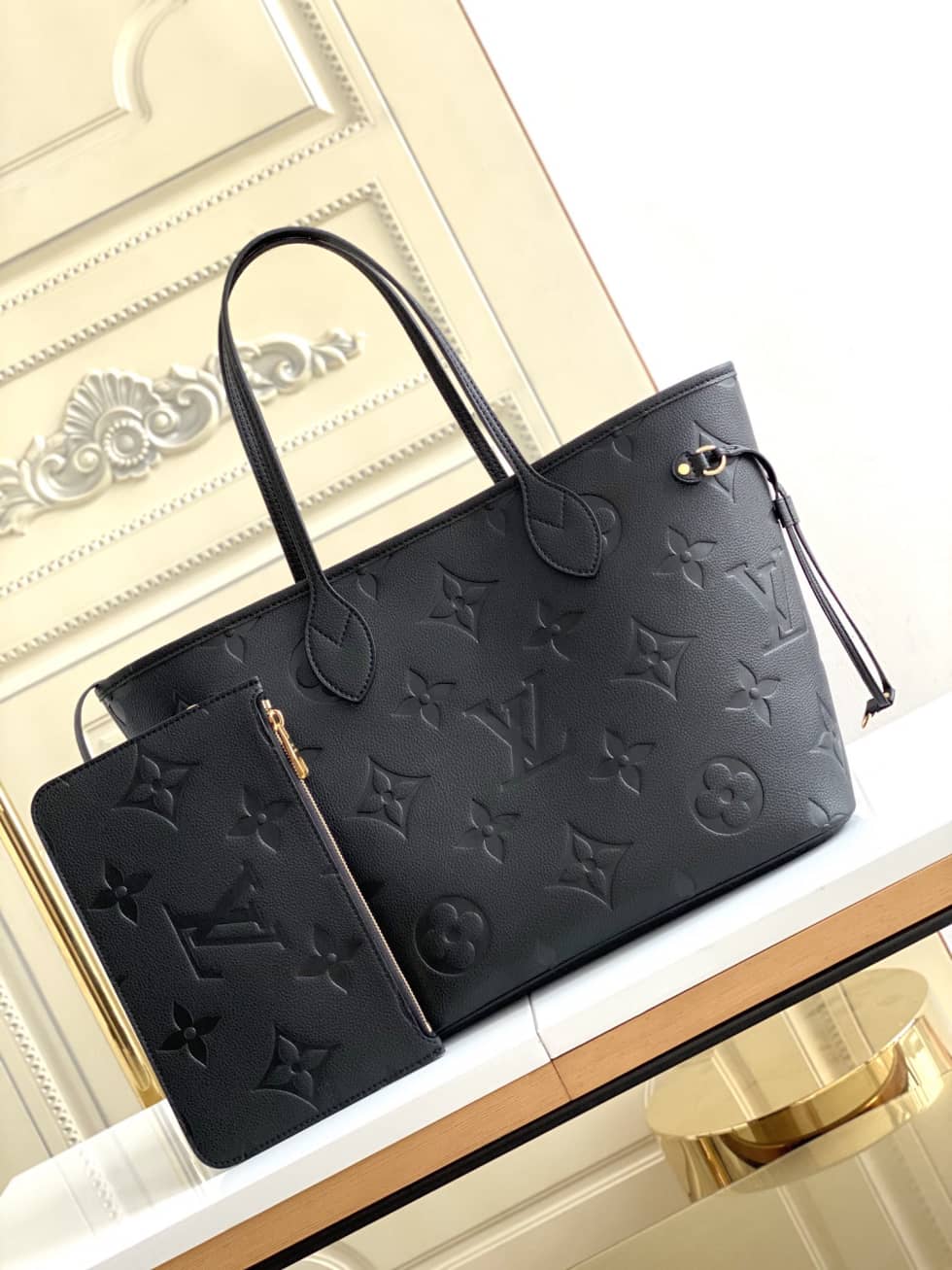 Best Replica Louis Vuitton Monogram Empreinte Neverfull MM Black M45686 Replica Tote - Colareps