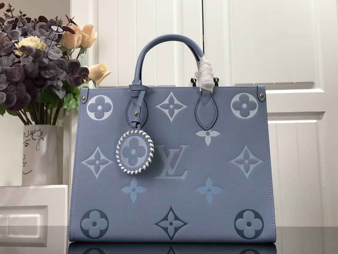Best Replica Louis Vuitton On the Go MM Monogram Empreinte Two-way Tote Replica Blue M45717 - Colareps