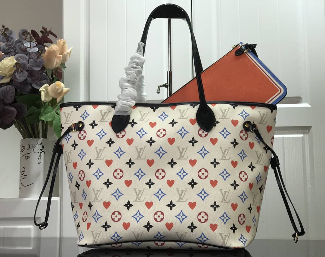 Best Replica Louis Vuitton Game On Neverfull MM Tote Replica White M57462 - Colareps