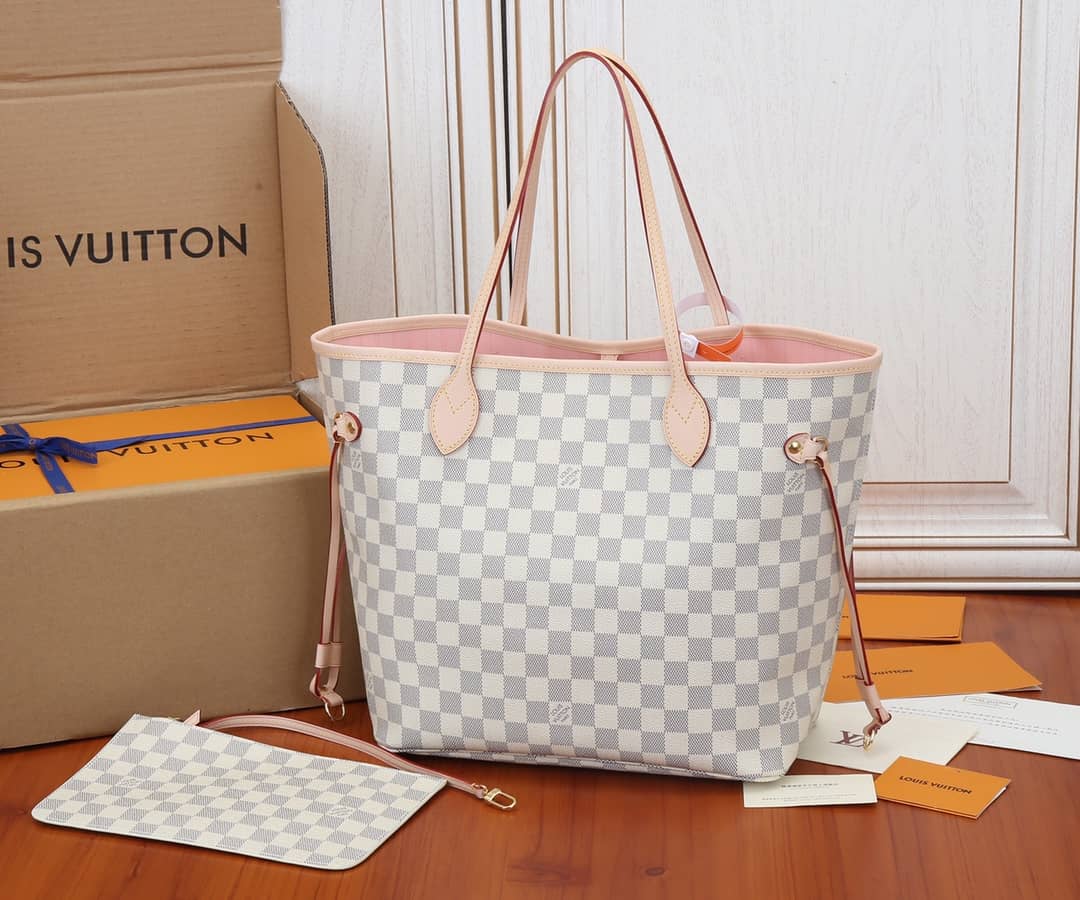 Best Replica Louis Vuitton Neverfull Dupe MM Damier Azur Tote N41361 - Colareps